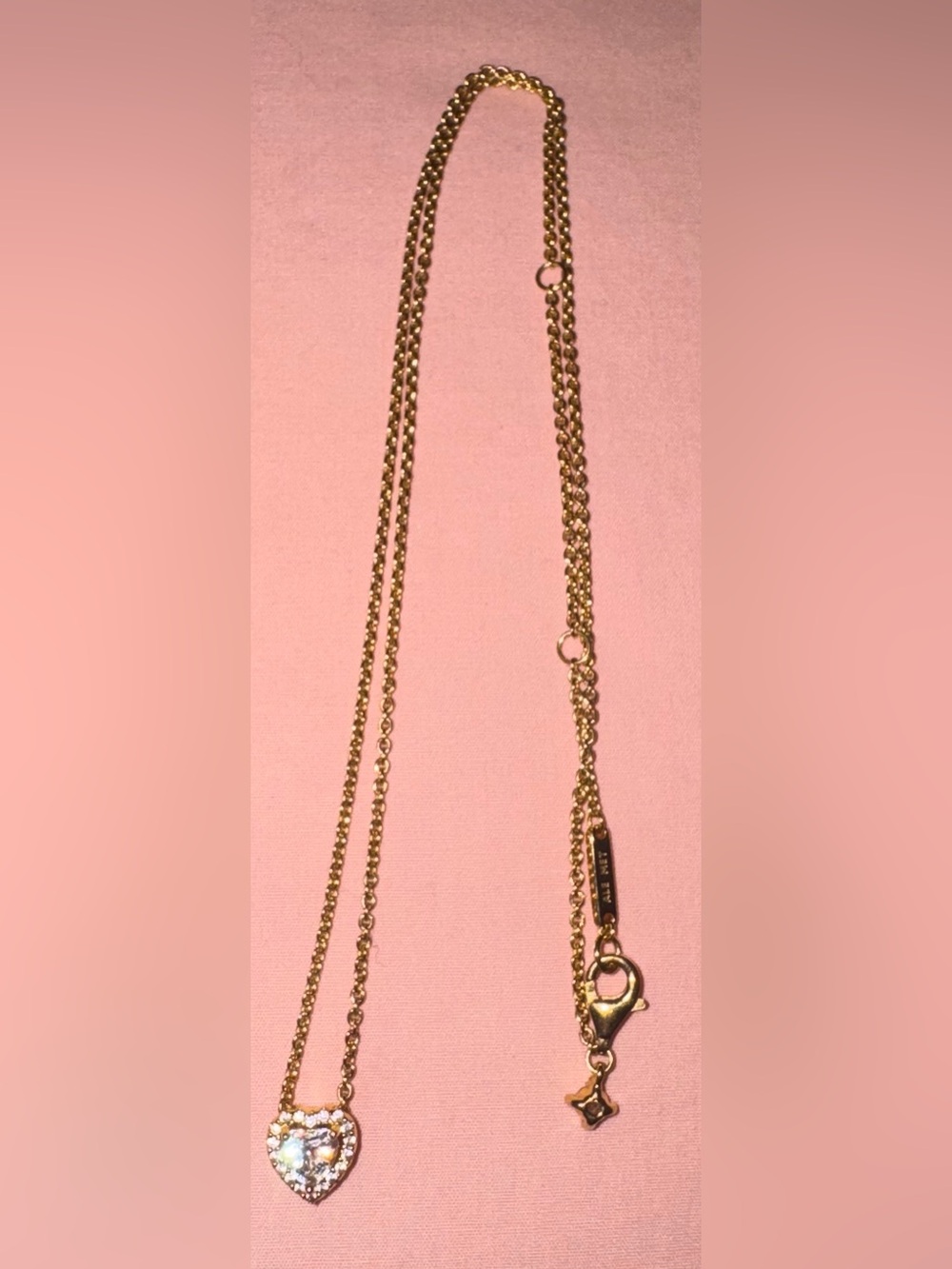 Pandora Gold Heart Pendant Necklace with Clear Crystal Halo